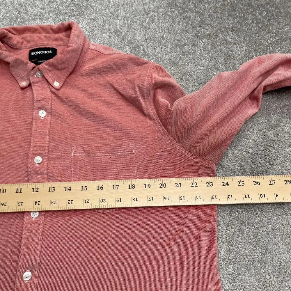 Bonobos Standard Fit Button Down Shirt Mens XL Brick Red Long Sleeve Cotton Knit